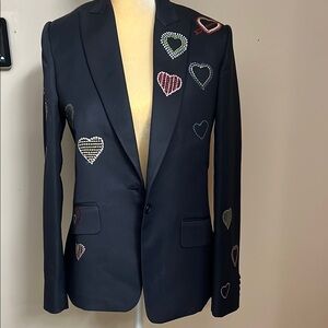 Stylish woman's Navy Blazer with Heart Accents